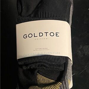 Gold Toe Black Women’s Convertible Turn Cuff Dress Socks with Gold Accent